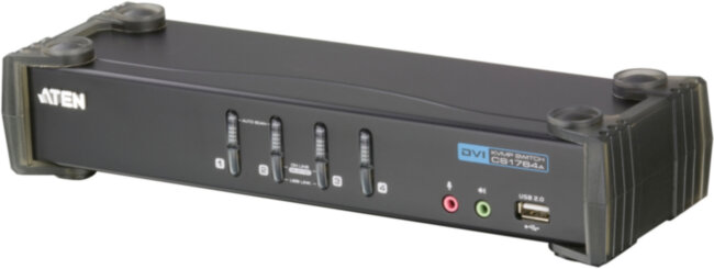 Переключатель, электрон., KVM+Audio+USB 2.0,  1 user USB+DVI =>  4 cpu USB+DVI, со шнурами USB 4х1.8м., 2560x1600 60Hz DVI-D Dual Link/2048x1536 DVI-A, настол., иПереключатель, электрон., KVM+Audio+USB 2.0,  1 user USB+DVI =>  4 cpu USB+DVI,  USB 4х ATEN 