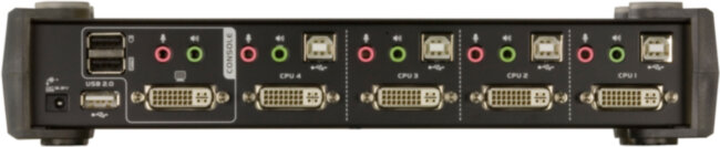 Переключатель, электрон., KVM+Audio+USB 2.0,  1 user USB+DVI =>  4 cpu USB+DVI, со шнурами USB 4х1.8м., 2560x1600 60Hz DVI-D Dual Link/2048x1536 DVI-A, настол., иПереключатель, электрон., KVM+Audio+USB 2.0,  1 user USB+DVI =>  4 cpu USB+DVI,  USB 4х ATEN 