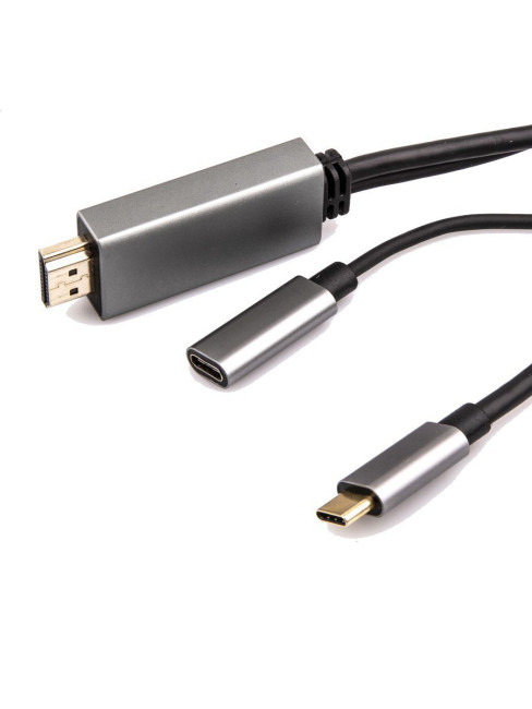 Кабель-адаптер USB 3.1 Type-Cm --> HDMI A(m) 4K@60Hz, 1.8m , PD, Alum Shell,VCOM <CU423MCPD-1.8M> VCOM USB 3.2 Type-C (m) - HDMI (m),USB 3.2 Type-C (m)