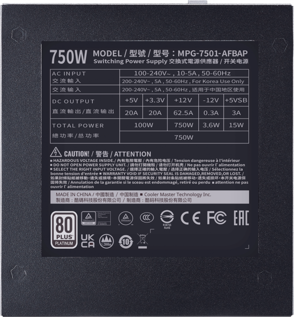 Блок питания 750Вт Cooler Master XG750 Plus Platinum