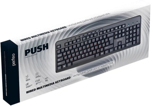 Perfeo клавиатура "PUSH" Multimedia, USB, чёрная Perfeo "PUSH" PF_A4796