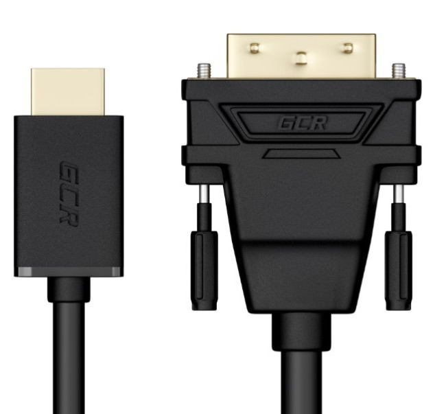 GCR Кабель 2.0m HDMI-DVI черный, GOLD, 19M / 25M Dual Link, 28 AWG, тройной экран Greenconnect GCR-52172