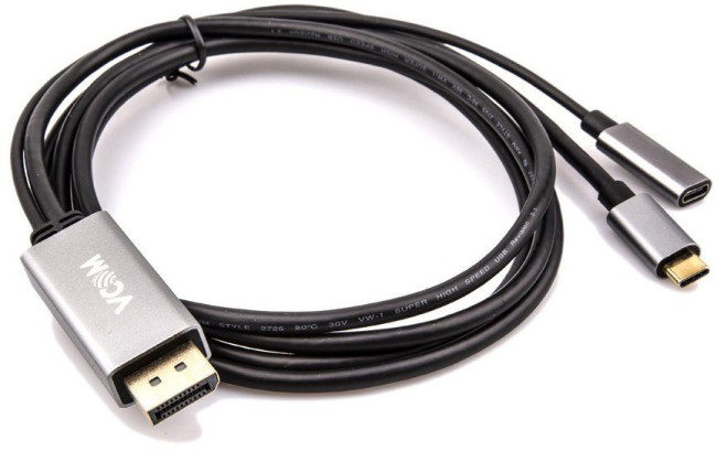 Кабель-адаптер USB 3.1 Type-Cm --> DP(m) 4K@60Hz, 1.8m , PD,Aluminium Shell, VCOM <CU422MCPD-1.8M> VCOM USB 3.2 Type-C (m) - DisplayPort (m)