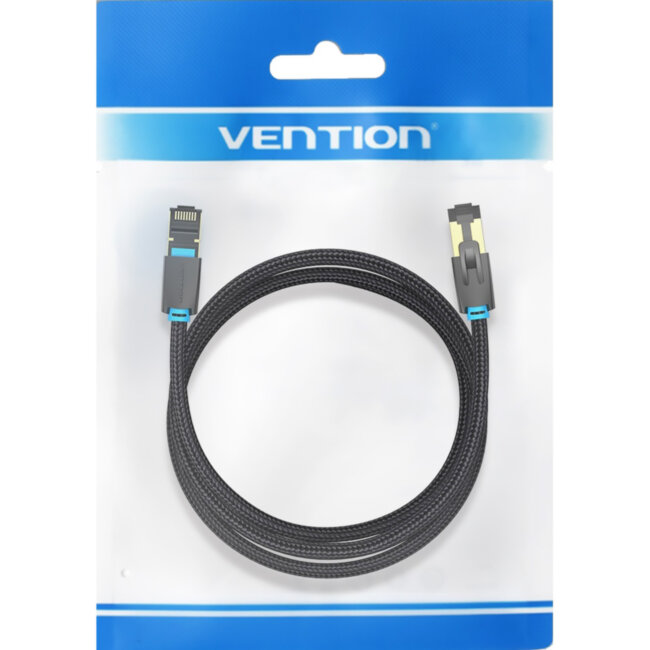Патч-корд Vention прямой SFTP cat.8 RJ45 - 0,5м. Черный Тканевая оплетка Vention IKGBD