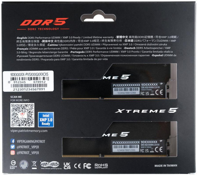Память DDR5 2x24GB 7600MHz Patriot PVX548G76C36K Память DDR5 2x24GB 7600MHz Patriot PVX548G76C36K