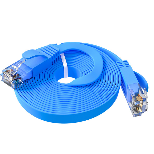 GCR Патч-корд PROF плоский прямой 0.3m, UTP медь кат.6, синий, 30 AWG, ethernet high speed 10 Гбит/с, RJ45, T568B, GCR-53086 Greenconnect RJ45(m) - RJ45(m) Cat.6 UTP  0.3м синий