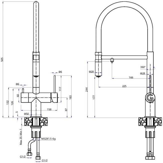 Смеситель RIVELATO Rivelato 1523517 antracite oro