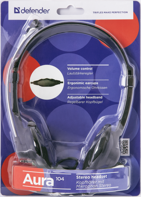 Defender Компьютерная гарнитура Aura 104 черный, кабель 1,8 м Defender Aura 104 Defender Компьютерная гарнитура Aura 104 черный, кабель 1,8 м Defender Aura 104