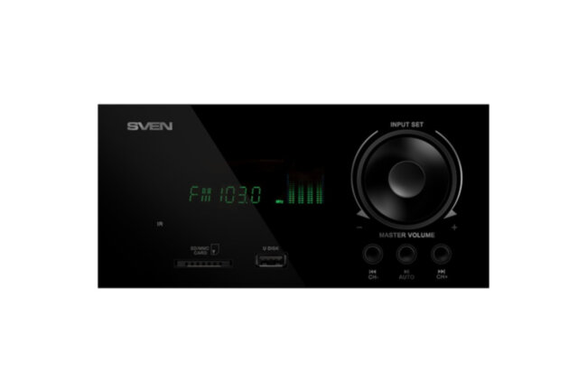 SVEN MS-2100, черный, акустическая система 2.1, мощность (RMS): 50Вт + 2х15Вт, SD/USB, FM-радио, VFD-дисплей, пульт ДУ SVEN MS-2100 SVEN MS-2100, черный, акустическая система 2.1, мощность (RMS): 50Вт + 2х15Вт, SD/USB, FM-радио, VFD-дисплей, пульт ДУ SVEN MS-2100