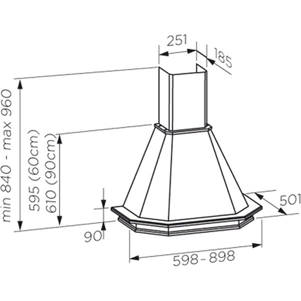 Вытяжки JET AIR Вытяжка настенная JET AIR ASPEN WH/A/90 FRASSINO-PRF0157842