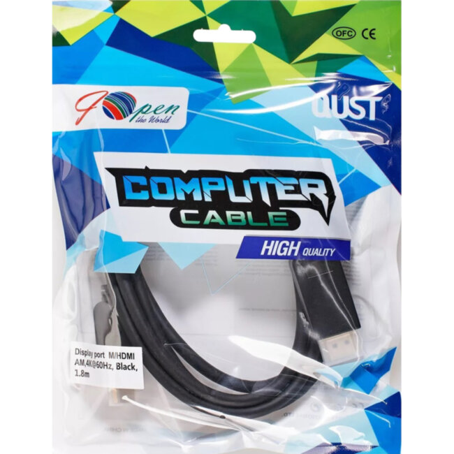 Кабель-переходник DisplayPort M-> HDMI M 4K@60Hz 1.8m iOpen (Aopen/Qust) <ACG609-1.8M> VCOM ACG609-1.8M Кабель-переходник DisplayPort M-> HDMI M 4K@60Hz 1.8m iOpen (Aopen/Qust) <ACG609-1.8M> VCOM ACG609-1.8M