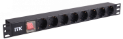 PDU 8 розеток нем. стандарт, с LED выключателем,1U, без шнура, вх. C14, алюминиевый профиль ITK PH12-8D3 PDU 8 розеток нем. стандарт, с LED выключателем,1U, без шнура, вх. C14, алюминиевый профиль ITK PH12-8D3