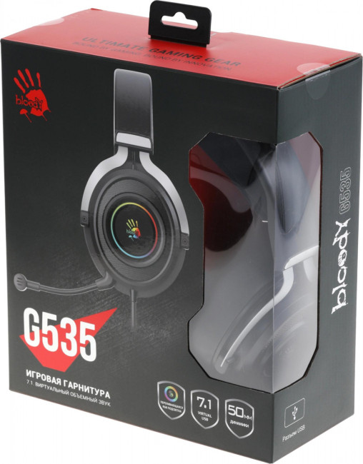 Наушники с микрофоном A4Tech G535 (BLACK+SILVER) USB Наушники с микрофоном A4Tech G535 (BLACK+SILVER) USB