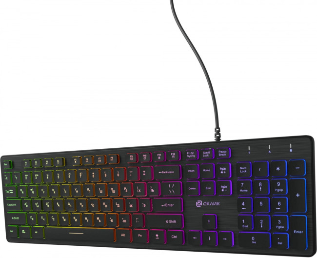 Клавиатура Oklick 550ML черный USB slim Multimedia LED (1061617) Oklick 1061617 Клавиатура Oklick 550ML черный USB slim Multimedia LED (1061617) Oklick 1061617