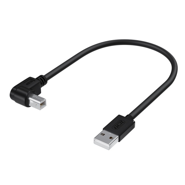 GCR Кабель 1.5m USB 2.0, AM/BM угловой, черный, 28/28 AWG, экран, армированный, GCR-52916 Greenconnect USB 2.0 AM - USB 2.0 BM