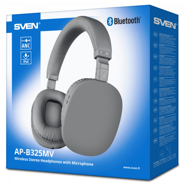 Беспроводные наушники с микрофоном SVEN AP-B325MV, серый (Bluetooth, ANC, 400mAh) SVEN AP-B325MV Беспроводные наушники с микрофоном SVEN AP-B325MV, серый (Bluetooth, ANC, 400mAh) SVEN AP-B325MV