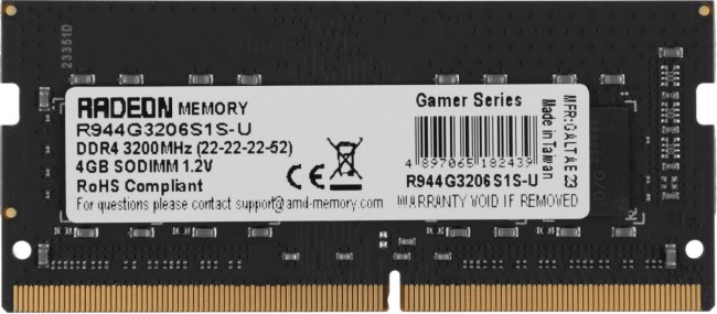 Память DDR4 4GB 3200MHz AMD R944G3206S1S-U Память DDR4 4GB 3200MHz AMD R944G3206S1S-U