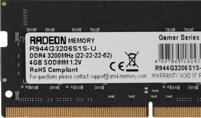 Память DDR4 4GB 3200MHz AMD R944G3206S1S-U Память DDR4 4GB 3200MHz AMD R944G3206S1S-U