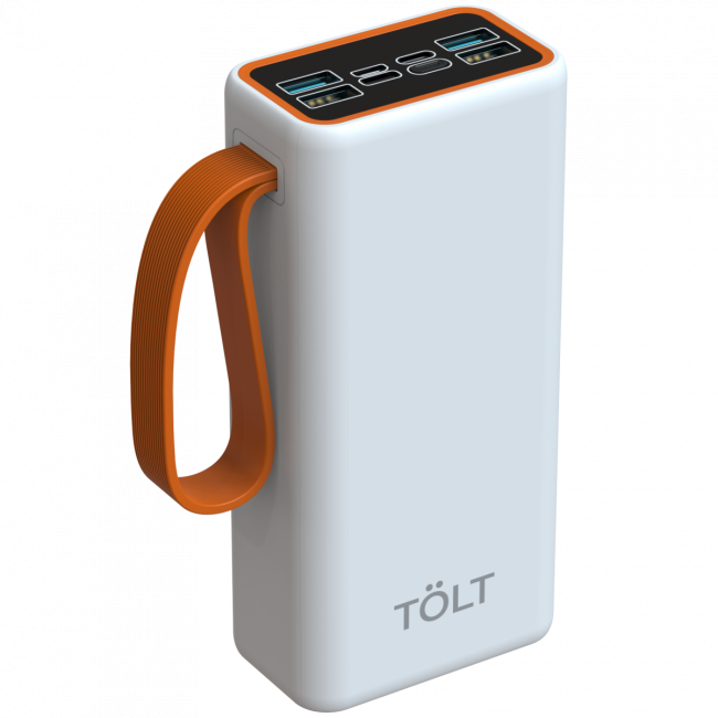 Портативный аккумулятор TOLT Lit KP303 White, 30000mAh, 22,5W, fast charging and PD, white, CCC TOLT KP303 White Портативный аккумулятор TOLT Lit KP303 White, 30000mAh, 22,5W, fast charging and PD, white, CCC TOLT KP303 White
