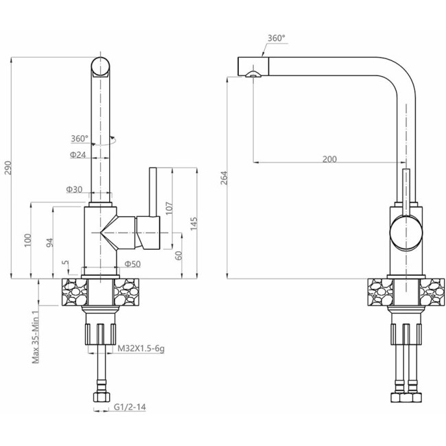 Смеситель GRANFEST GranFest 3651 black Смеситель GRANFEST GranFest 3651 black