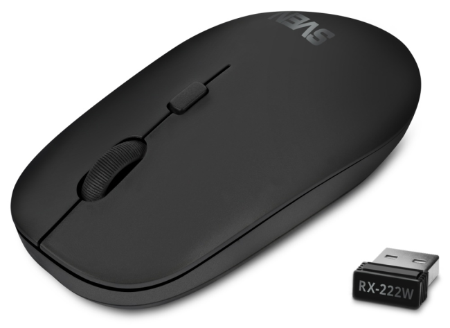 Беспроводная мышь SVEN RX-222W чёрная (BT, 2.4GHz, АКБ, 3+1кл. 1200-1800DPI, кор.) Sven SV-021771