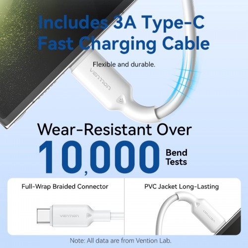 Набор для зарядки Vention з/у GaN 30W 2 порта USB (C + A) и кабель USB-C 3А Чёрный, шт. Vention TZ-FEQB0-EU-01 Набор для зарядки Vention з/у GaN 30W 2 порта USB (C + A) и кабель USB-C 3А Чёрный, шт. Vention TZ-FEQB0-EU-01