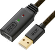 GCR Удлинитель активный 5.0m USB 2.0, AM/AF, GOLD, черно-прозрачный, с усилителем сигнала, 28/24 AWG, разъём для доп.питания, 44-050600 Greenconnect USB 2.0 Type-AM - USB 2.0 Type-AF