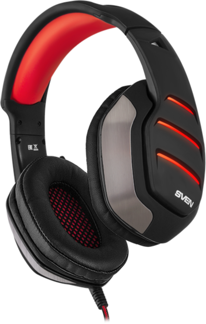 Игровые наушники с микрофоном SVEN AP-U997MV, черный-красный (USB, LED, 7,1) Sven AP-U997MV