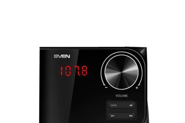 SVEN MS-305, черный, акустическая система 2.1, мощность (RMS): 20 Вт + 2x10 Вт, FM-тюнер, USB/SD, дисплей, ПДУ, Bluetooth SVEN MS-305
