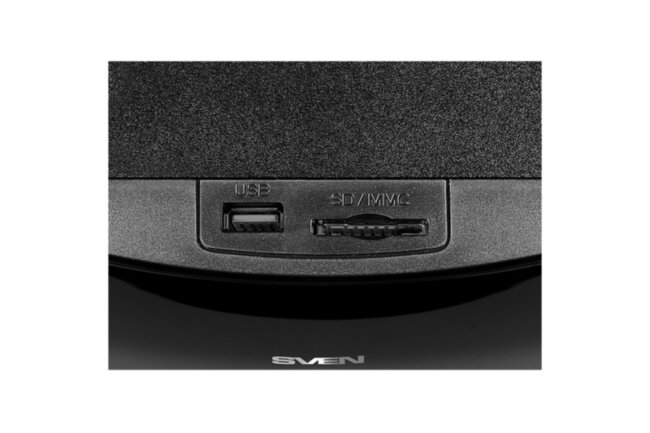 SVEN MS-305, черный, акустическая система 2.1, мощность (RMS): 20 Вт + 2x10 Вт, FM-тюнер, USB/SD, дисплей, ПДУ, Bluetooth SVEN MS-305