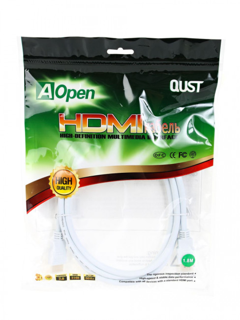 Кабель HDMI 19M/M ver 2.0, 1.8М, белый Aopen <ACG711W-1.8M> AOpen HDMI (m) - HDMI (m) 1.8м Кабель HDMI 19M/M ver 2.0, 1.8М, белый Aopen <ACG711W-1.8M> AOpen HDMI (m) - HDMI (m) 1.8м