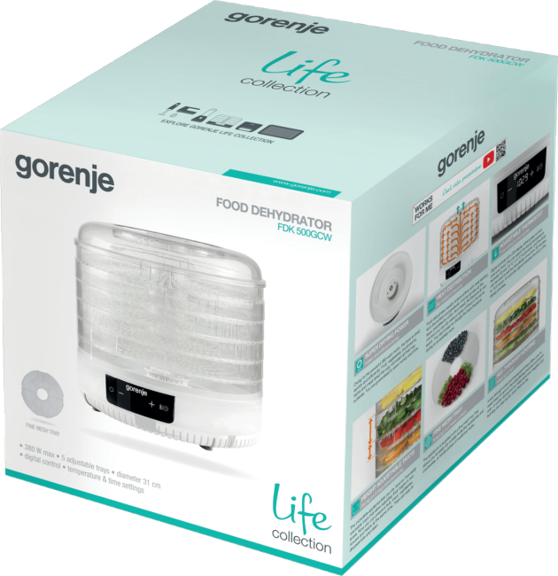 Сушилка электрическая, 450Вт, 5 лотков Gorenje FDK500GCW