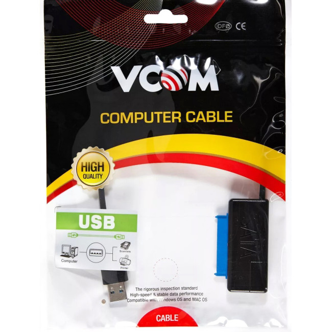 Кабель-адаптер USB3.0 ---SATA III 2.5/3,5"+SSD, правый угол, VCOM <CU817A> VCOM CU817A