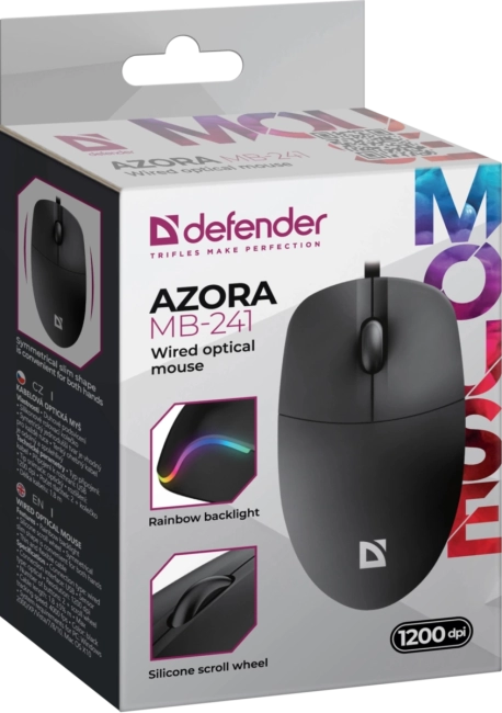 Defender Проводная оптическая мышь Azora MB-241 черн,3D,1200dpi,1,8м Defender 52241