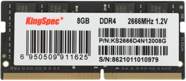 Память DDR4 8GB 2666MHz SHENZHEN KINGSPEC ELECTRONICS TECHNOLOGY CO LTD KS2666D4N12008G Память DDR4 8GB 2666MHz SHENZHEN KINGSPEC ELECTRONICS TECHNOLOGY CO LTD KS2666D4N12008G