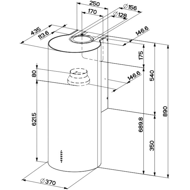 Настенная вытяжка Faber Вытяжка настенная Faber CYLINDRA PLUS BK MATT A37 Настенная вытяжка Faber Вытяжка настенная Faber CYLINDRA PLUS BK MATT A37