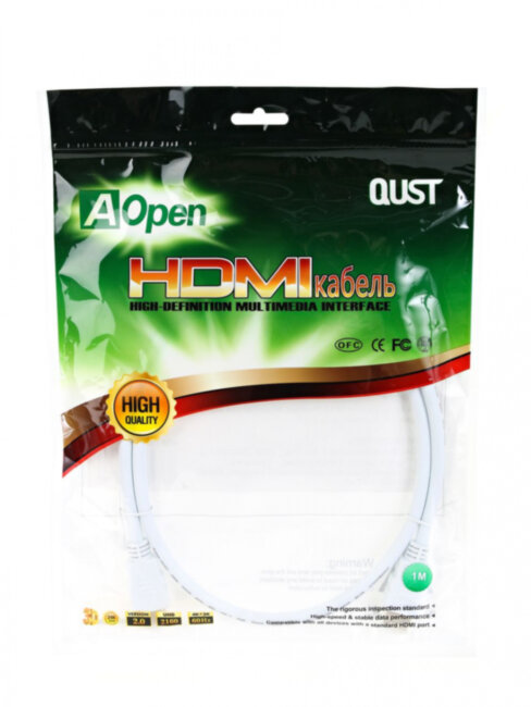 Кабель HDMI 19M/M ver 2.0, 1М, белый  Aopen <ACG711W-1M> AOpen HDMI (m) - HDMI (m) 1м