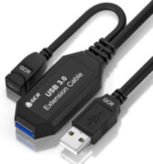 GCR Удлинитель активный 5.0m USB 3.0, AM/AF, OD:5.0mm, черный, с усилителем сигнала, доп.питание micro, 44-050608 Greenconnect USB 3.2 Type-AM - USB 3.2 Type-AF