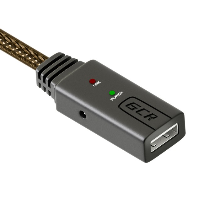 GCR Удлинитель активный 3.0m USB 2.0, AM/AF, GOLD, черно-прозрачный, с усилителем сигнала, 28/24 AWG, разъём для доп.питания, 44-050616 Greenconnect USB 2.0 Type-AM - USB 2.0 Type-AF
