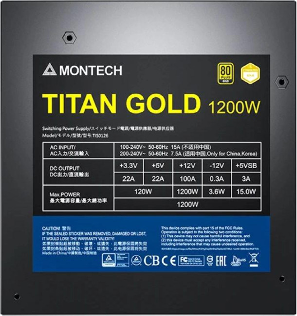 Блок питания Montech TITAN GOLD 1200 TIS0126 Блок питания Montech TITAN GOLD 1200 TIS0126