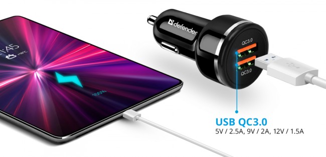 Defender Автомобильное ЗУ UCA-80 2xUSB QC3.0, 36W Defender UCA-80 2xUSB QC3.0, 36W Defender Автомобильное ЗУ UCA-80 2xUSB QC3.0, 36W Defender UCA-80 2xUSB QC3.0, 36W