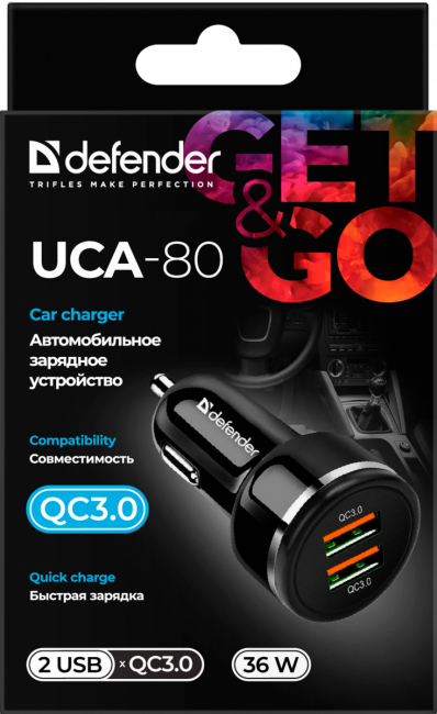Defender Автомобильное ЗУ UCA-80 2xUSB QC3.0, 36W Defender UCA-80 2xUSB QC3.0, 36W Defender Автомобильное ЗУ UCA-80 2xUSB QC3.0, 36W Defender UCA-80 2xUSB QC3.0, 36W