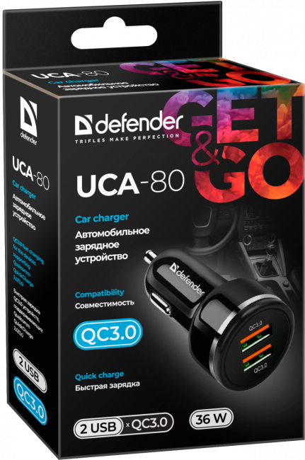 Defender Автомобильное ЗУ UCA-80 2xUSB QC3.0, 36W Defender UCA-80 2xUSB QC3.0, 36W Defender Автомобильное ЗУ UCA-80 2xUSB QC3.0, 36W Defender UCA-80 2xUSB QC3.0, 36W