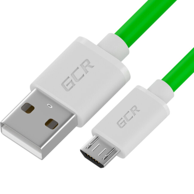 GCR QC Кабель 0.15m MicroUSB, быстрая зарядка, зеленый TPE, белые коннекторы, 28/22 AWG, GCR-53283 Кабель Greenconnect 0.15 м (GCR-53283)