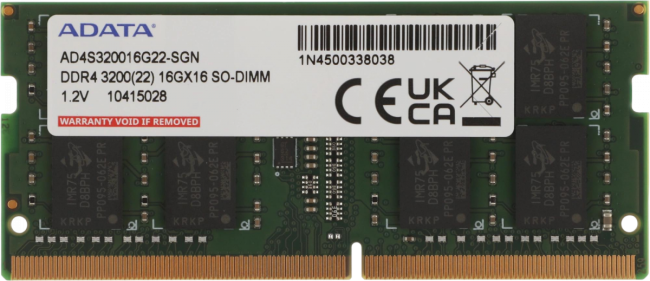 Память DDR4 16Gb 3200MHz ADATA AD4S320016G22-SGN Память DDR4 16Gb 3200MHz ADATA AD4S320016G22-SGN