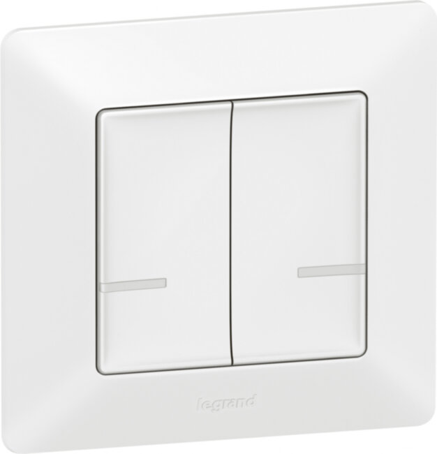 Legrand smart home system Умный беспроводной выключатель Legrand серия Valena Life with NETATMO, Цвет Белый. Выключатель 2-клавишный, Управление со смартфона, Zigbee 2,4 ГГц. Рамка в комплекте.