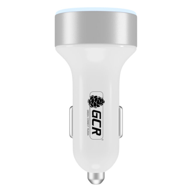 GCR Автомобильное зарядное устройство на 2 USB порта 4.8A, белое, LED индикация, GCR-51984 Greenconnect 2 USB 4.8A GCR-51984