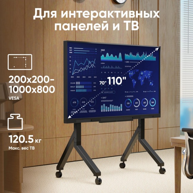 Мобильная стойка ONKRON на 1 ТВ ONKRON TS2081 BLACK Мобильная стойка ONKRON на 1 ТВ ONKRON TS2081 BLACK