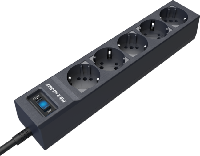 Сетевой фильтр Pilot SG 5 розеток (GP с заземлением), 15А/3.3кВа, автомат, 5 м, графит ZIS Pilot sG-Max 5M