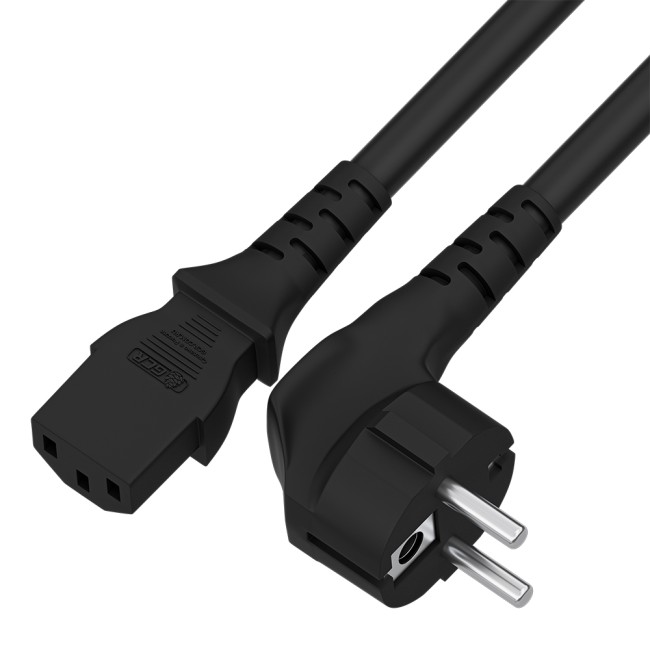 GCR Кабель питания 0.5m, Евровилка угловая - С13, GCR, 3*0,5mm, черный, GCR-54318 Greenconnect GCR-54318